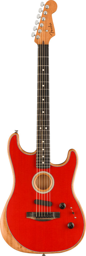 Fender American Acoustasonic Stratocaster Dakota Red Acoustic/Electric  Guitar with Gig Bag