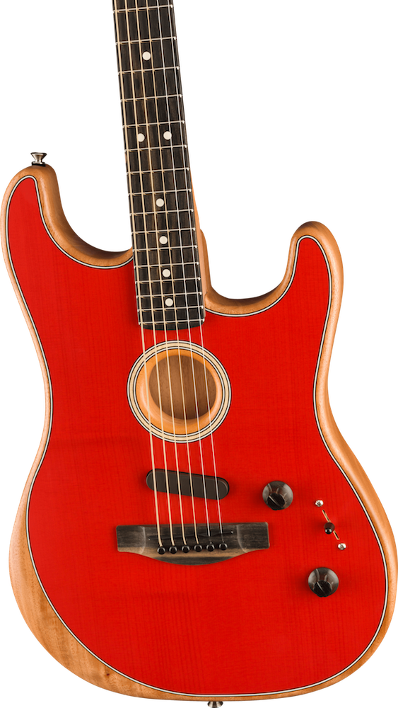 Fender American Acoustasonic Stratocaster Dakota Red Acoustic/Electric  Guitar and Deluxe Gig Bag